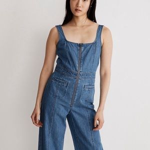 NWT madewell Denim Seamed Zip Up Jumpsuit